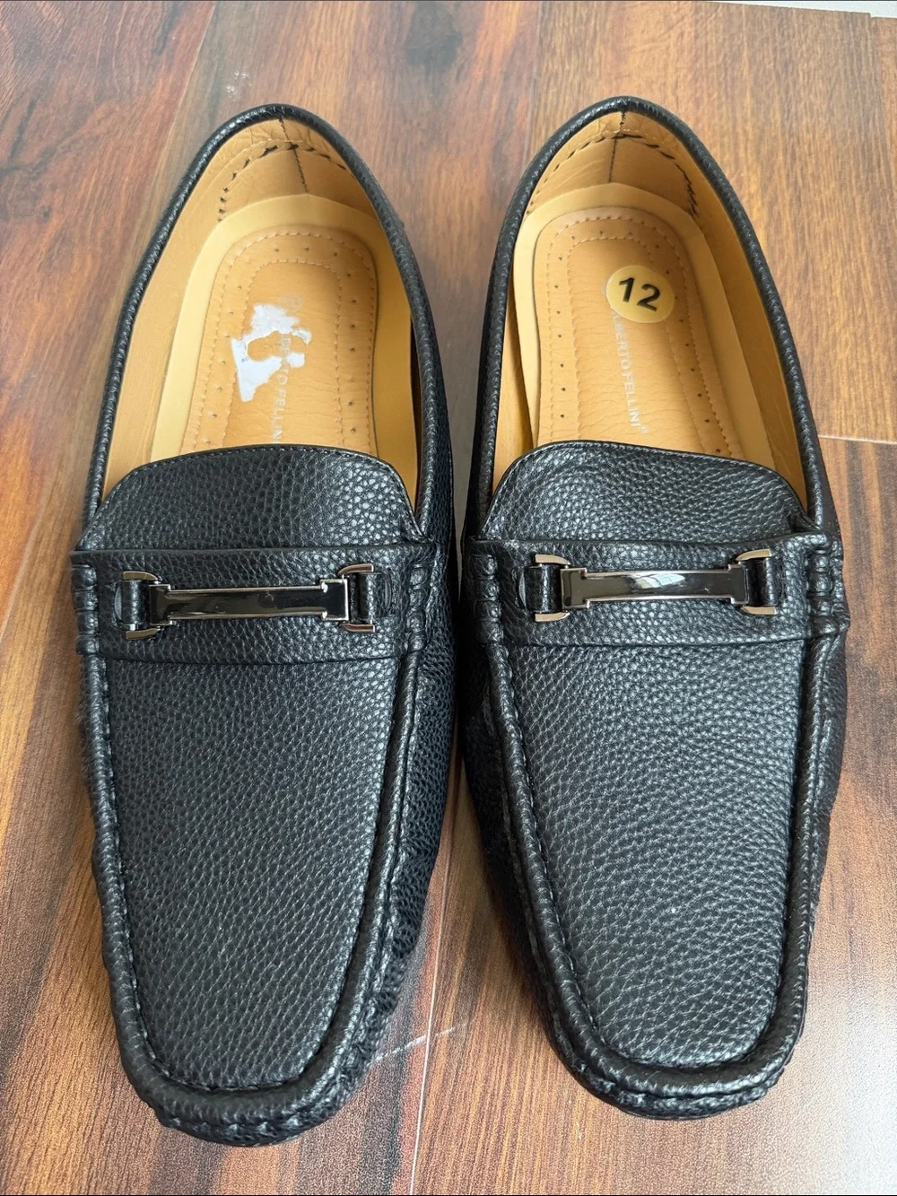 Alberto Fellini Lavine Pebble Leather Slip On Loafers Mens 12 Black